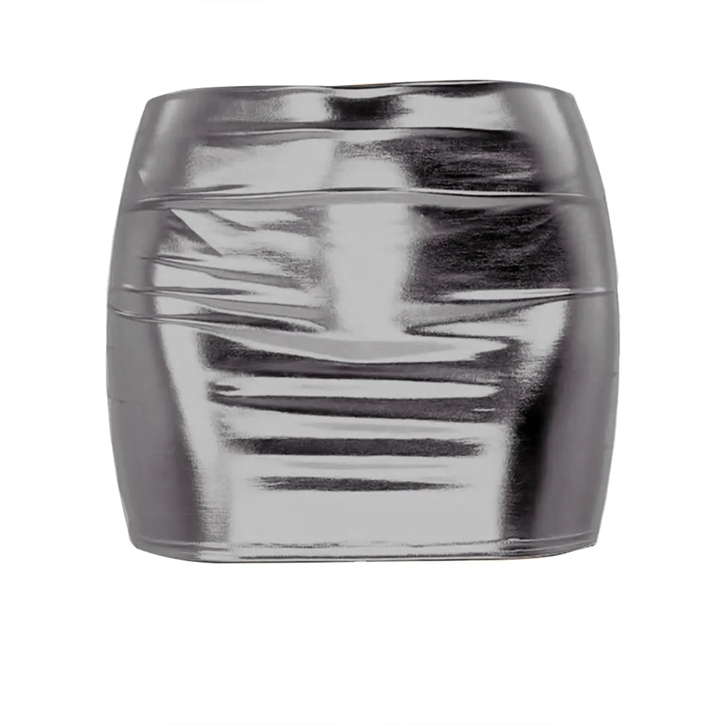 Minifalda Cuero Brillante Sólida - Cintura Alta Club Fiesta