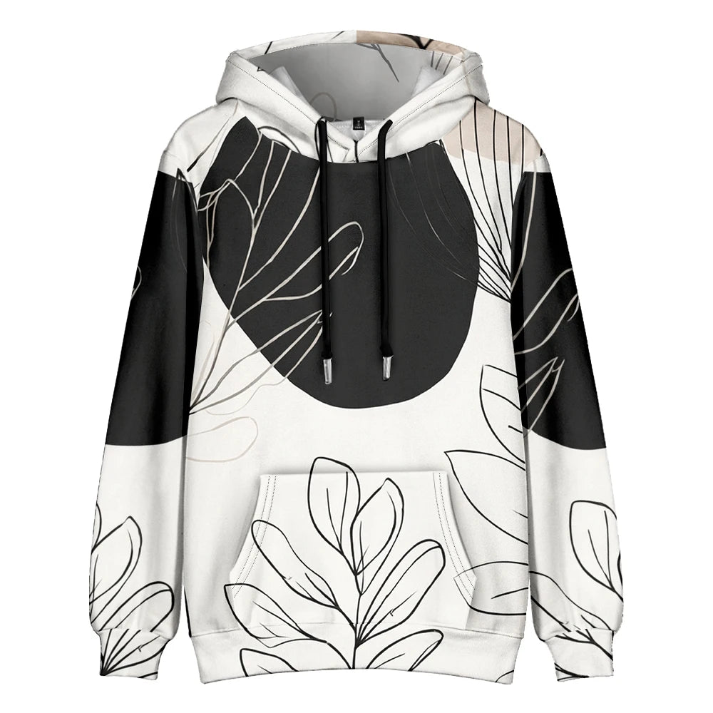 Polerón Capucha Mujer Estampado Sueco Floral Bolsillo Canguro