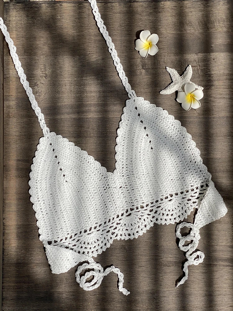 Bikini Crochet Sexy - Conjunto Pareo Falda Playa