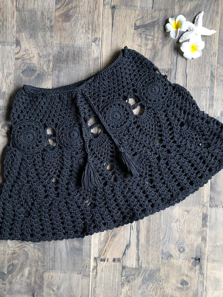 Bikini Crochet Sexy - Conjunto Pareo Falda Playa