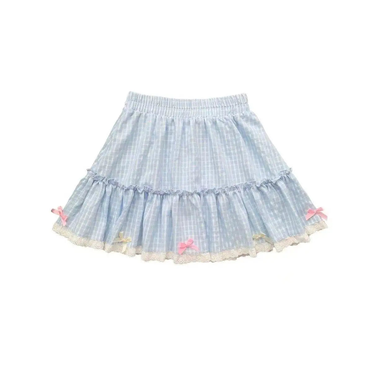 Polka Dot Mini Skirt - Bow Ruffle Y2k Sweet