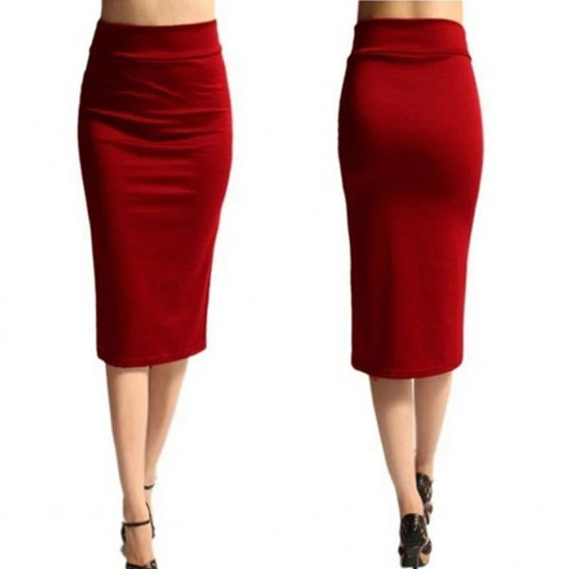 Pencil Midi Skirt - High Waist Bodycon