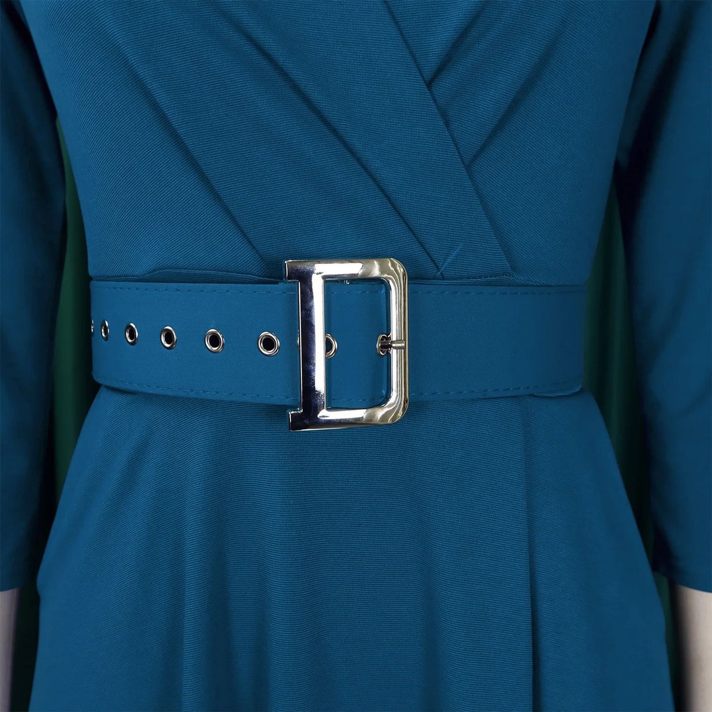Office Dress - Turn Down Collar Belt Pleated African