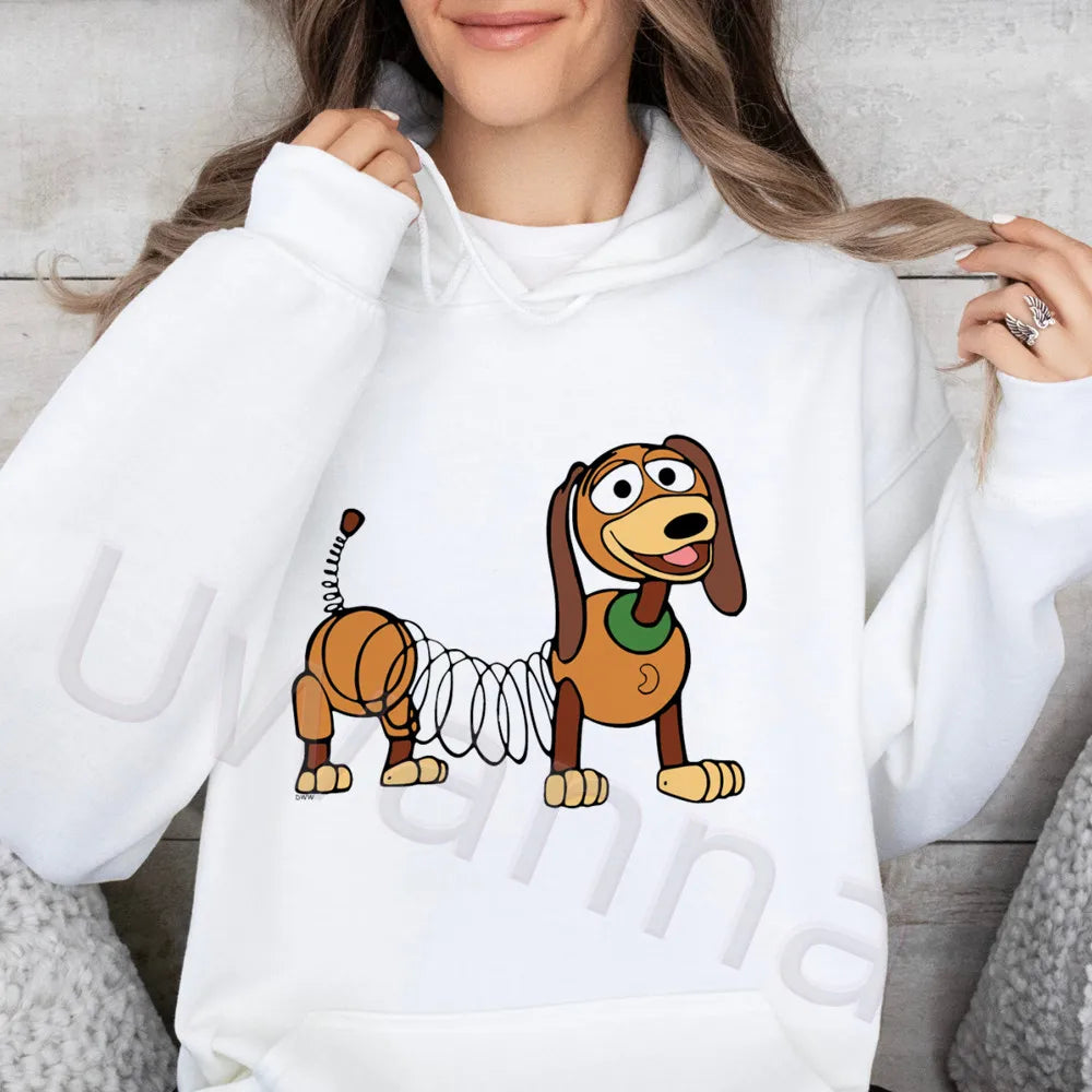 Polerón con Capucha Caricatura Mujer Manga Larga Suelto Felpa