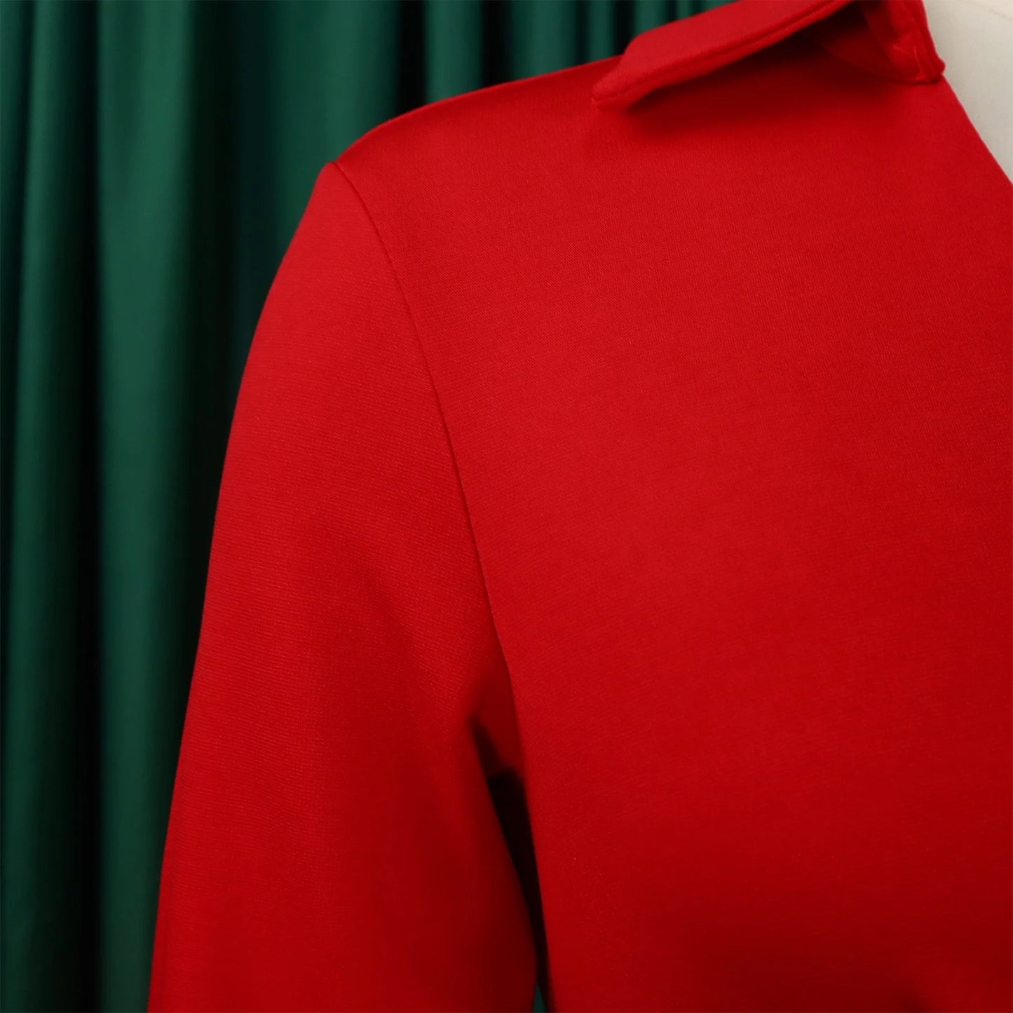 Office Dress - Turn Down Collar Belt Pleated African