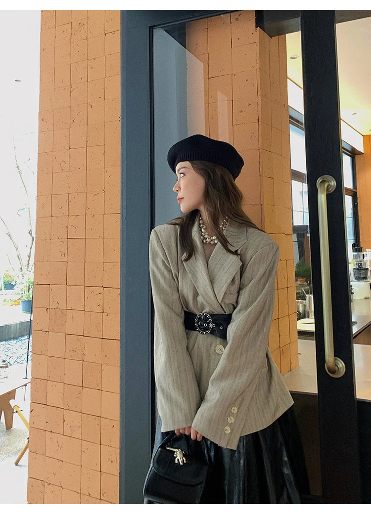 PU Leather Maxi Skirt - High Waist Pleated Black