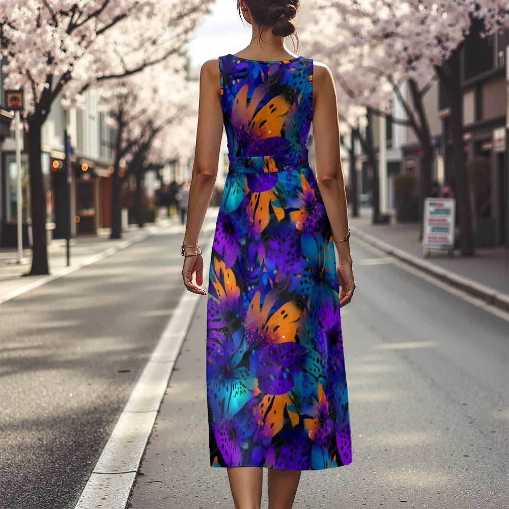 Vestido Floral Línea A Fresco Ceñido Sublime Francés