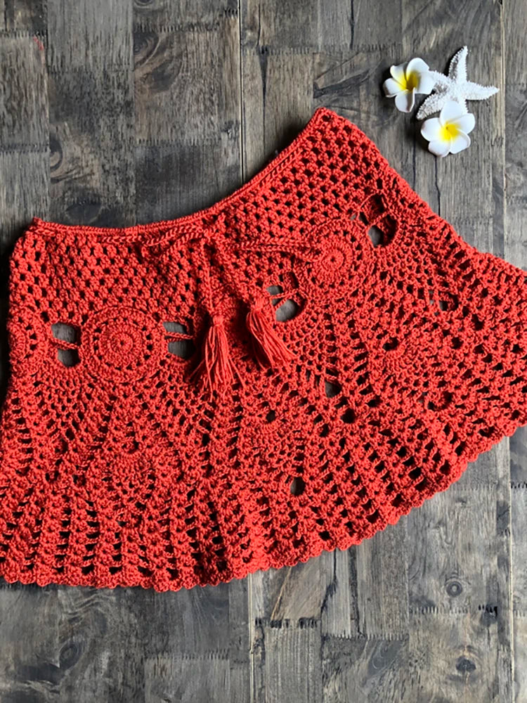 Bikini Crochet Sexy - Conjunto Pareo Falda Playa