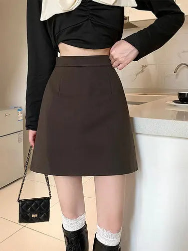 Ruffles Mini Skirt - High Waist A-Line Zipper Style A