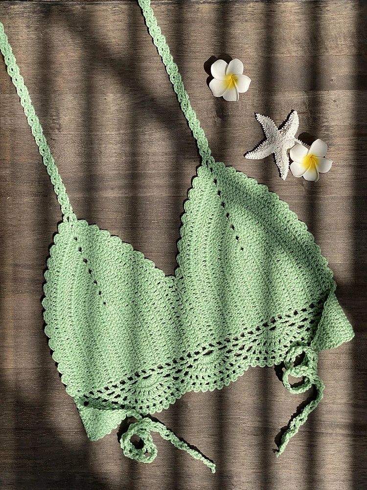Bikini Crochet Sexy - Conjunto Pareo Falda Playa