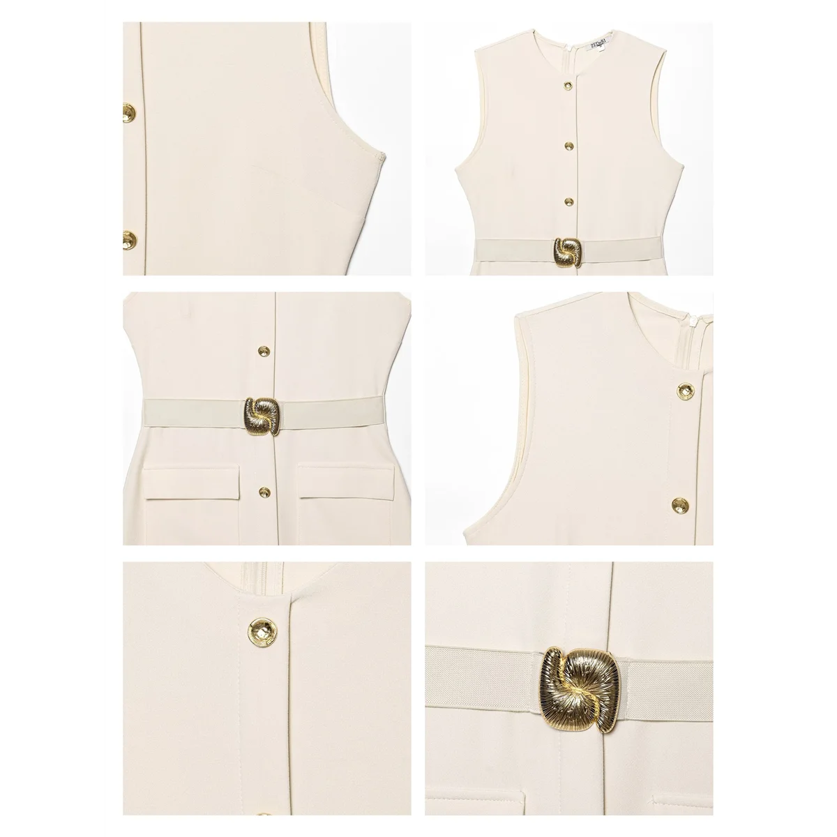 Work Dress - Sleeveless Button Down Belt 2025