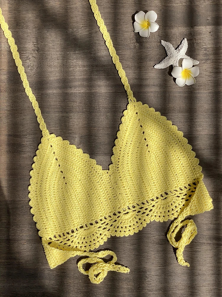 Bikini Crochet Sexy - Conjunto Pareo Falda Playa