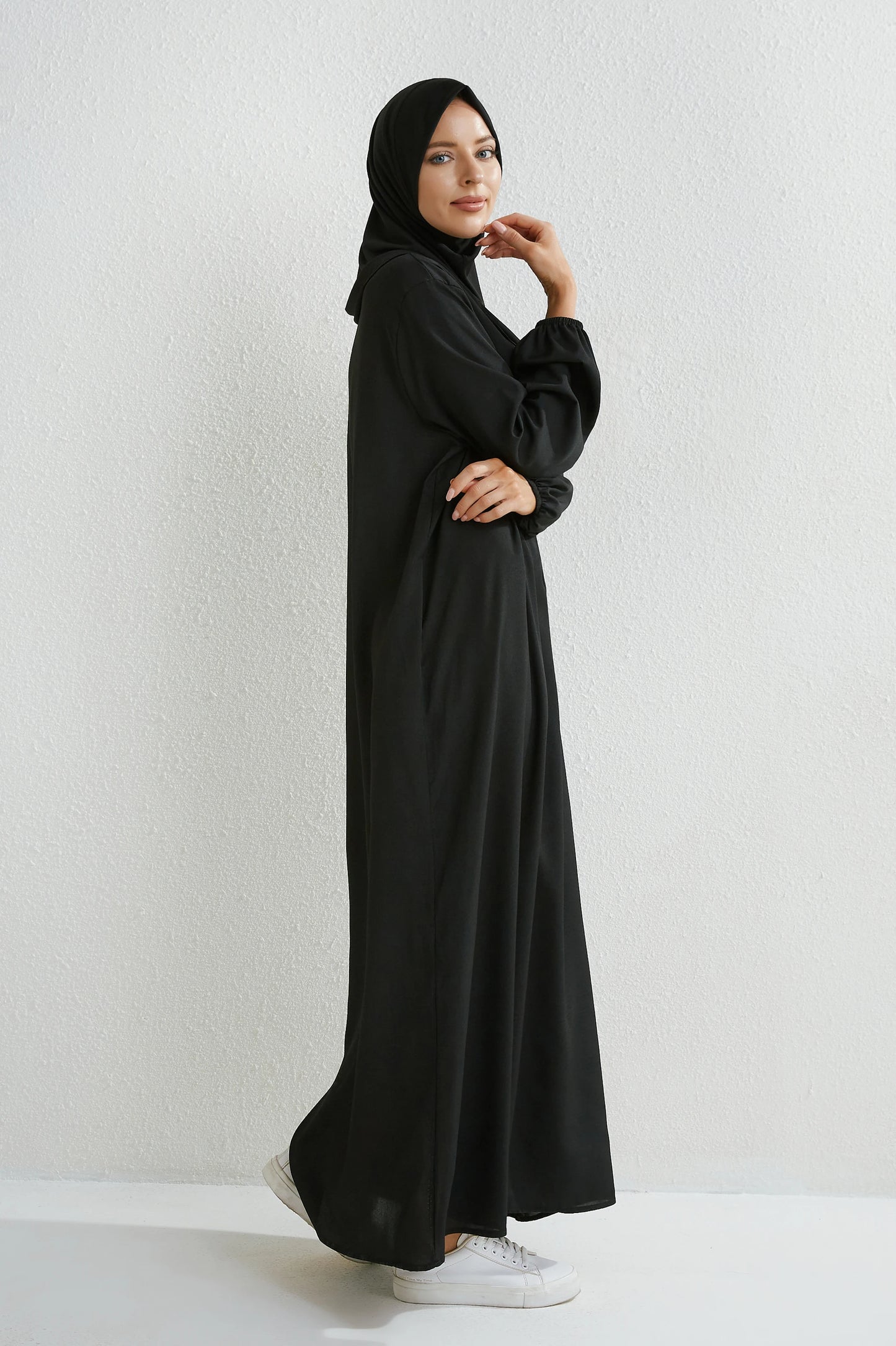 Muslim Maxi Dress - Floral Print Long Sleeve