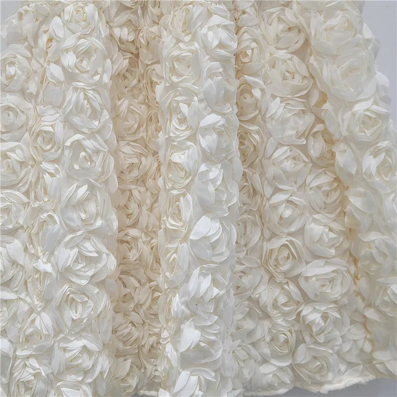 Falda Midi Flores 3D Mujer Cintura Alta Gran Vuelo