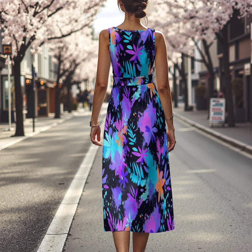 Vestido Floral Línea A Fresco Ceñido Sublime Francés
