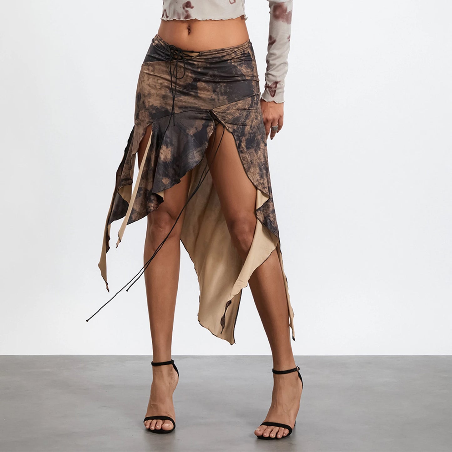 Satin Midi Skirt - High Waist Silk Long