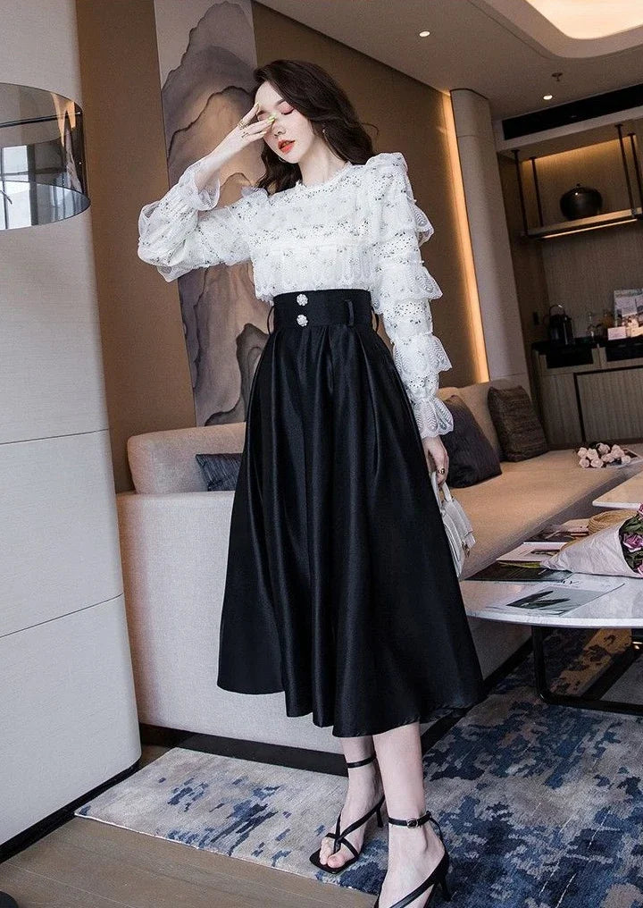 A-Line Maxi Skirt - Long Elegant Korean