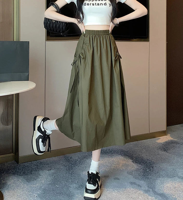Drawstring Cargo Skirt - Stylish Elegant