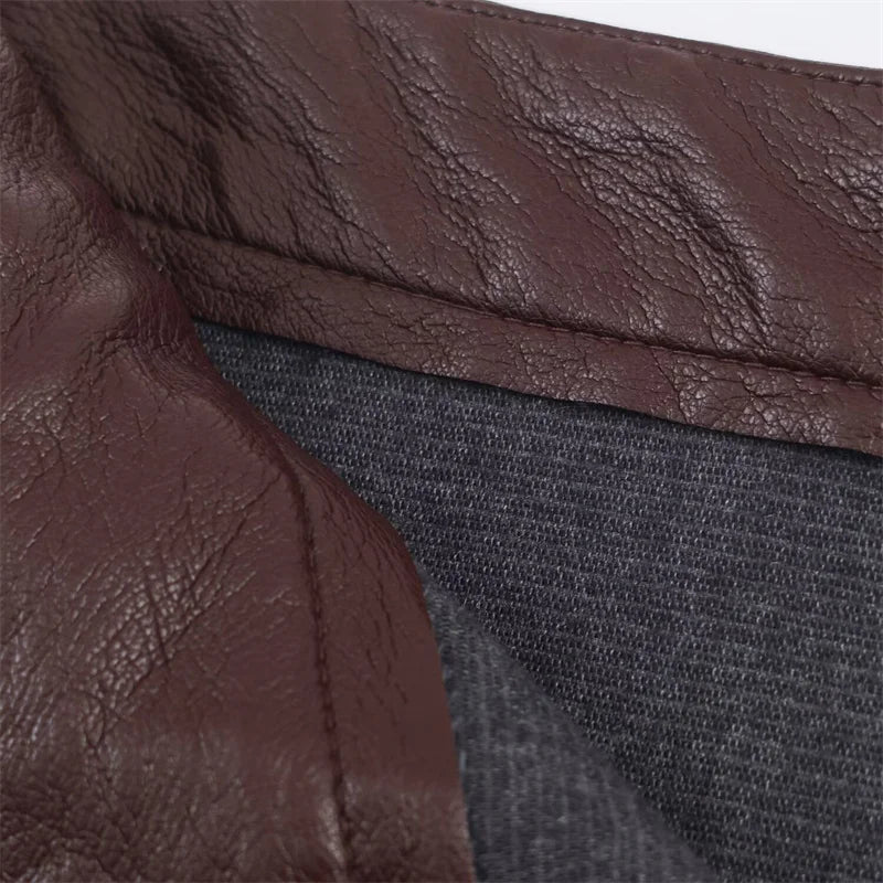 Falda Larga Faux Leather Marrón - Línea A Casual