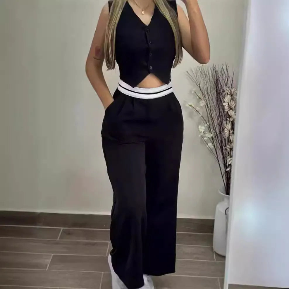 Conjunto Mujer Dos Piezas Camisola Elegante Pierna Larga