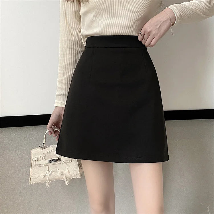 Ruffles Mini Skirt - High Waist A-Line Zipper Style A