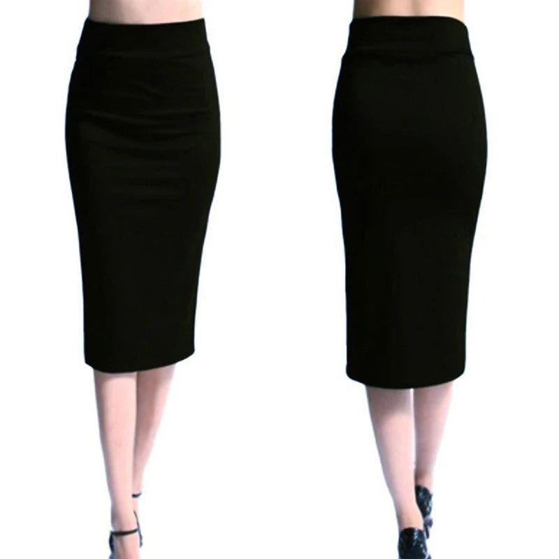 Pencil Midi Skirt - High Waist Bodycon