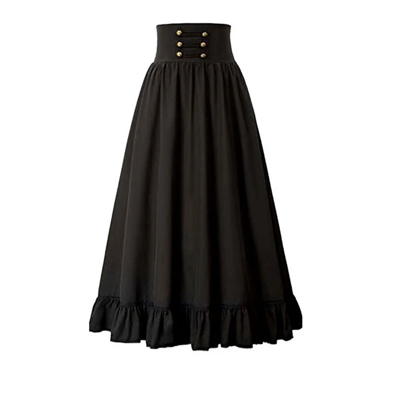 Victorian Maxi Skirt - High Waist Pleated Gothic