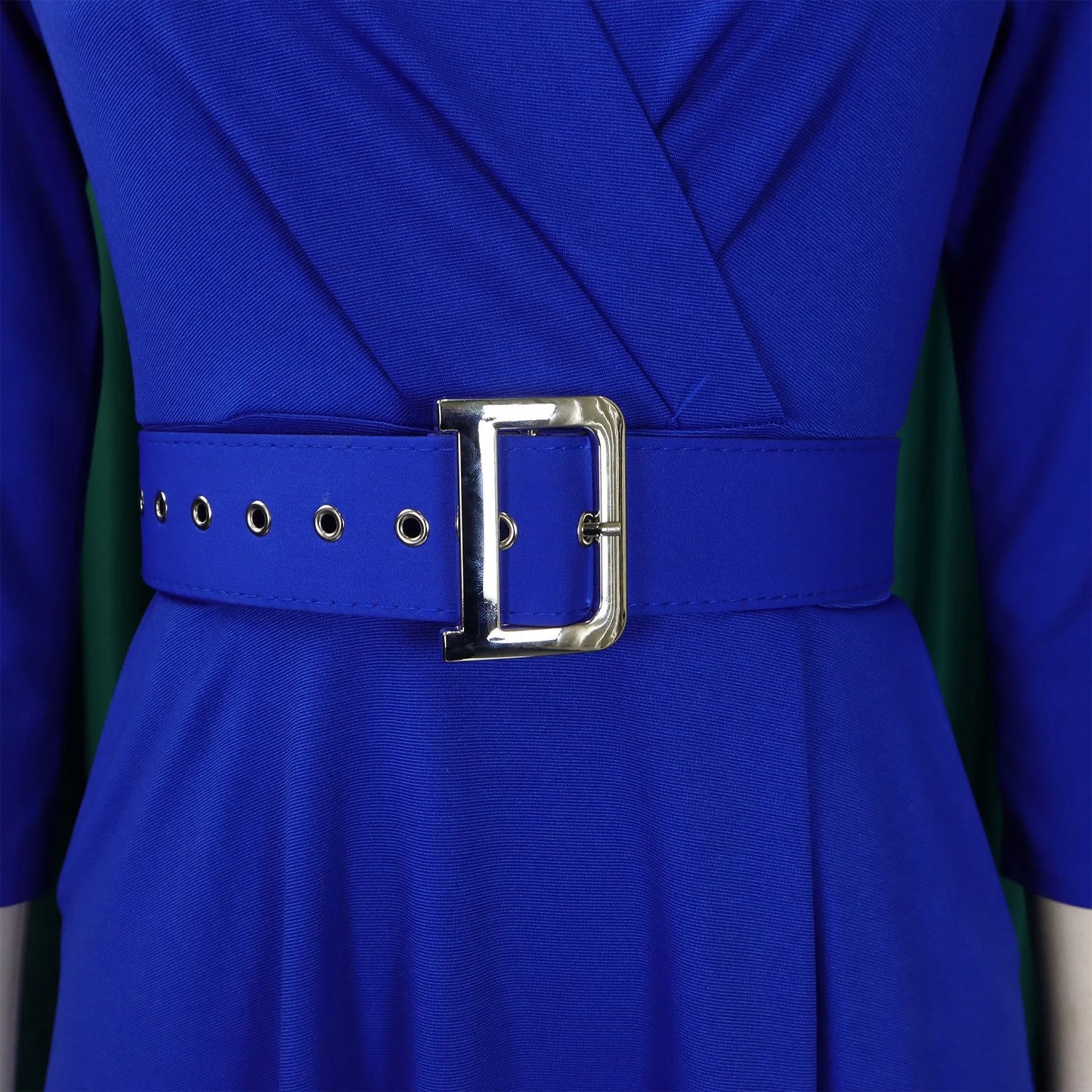 Office Dress - Turn Down Collar Belt Pleated African