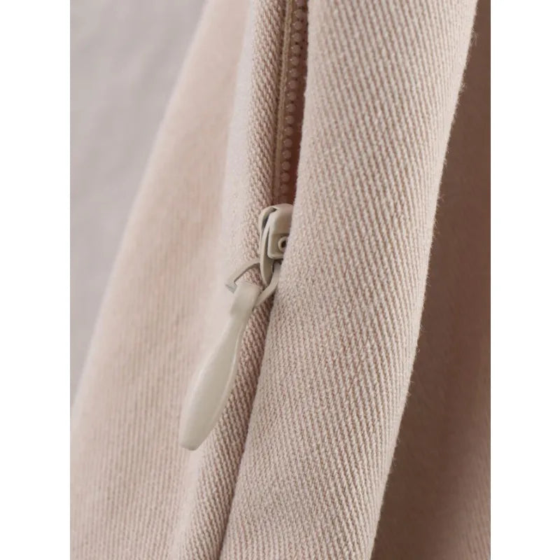 Midi Dress - Beige Contrast Sleeveless Belt 2025