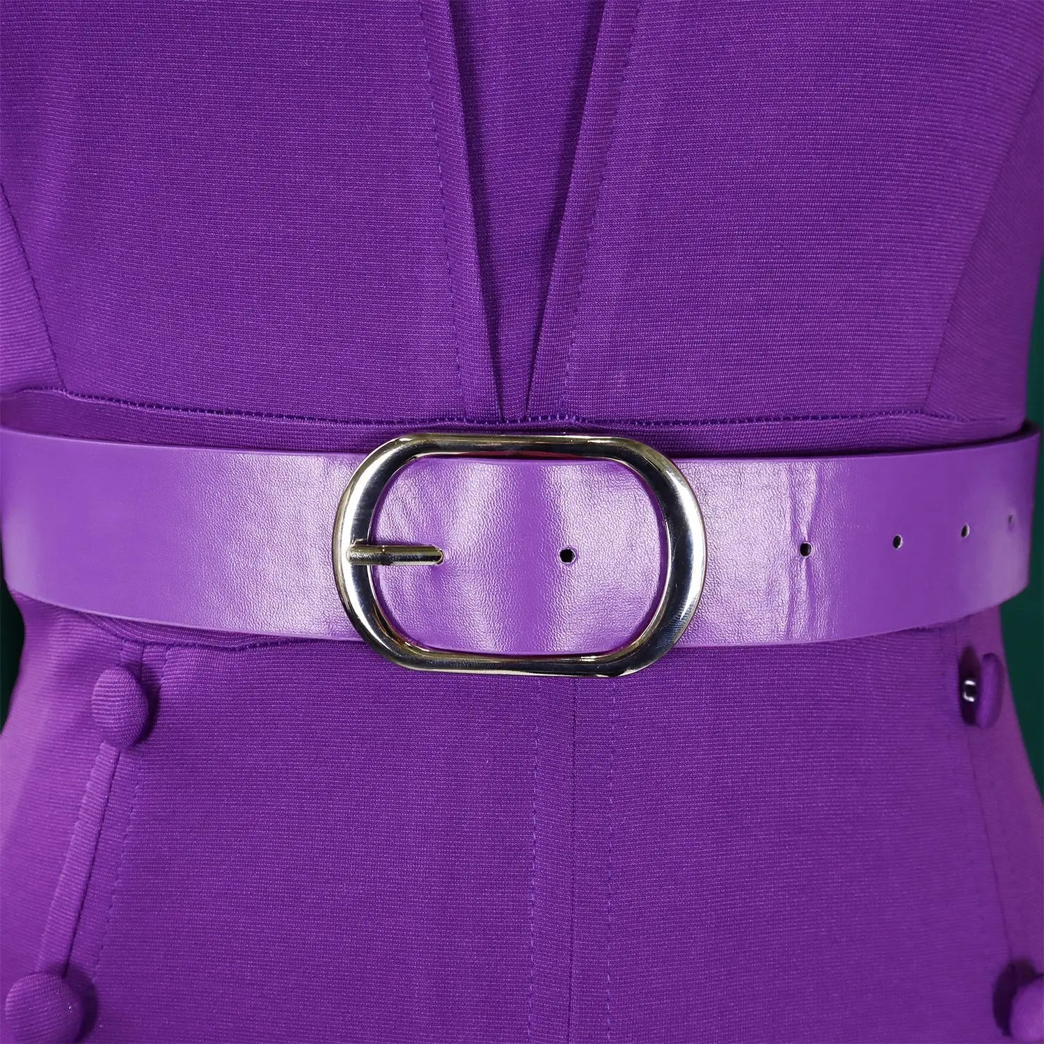 Vestido de Oficina Plisado Escote V Cintura Alta Cinturón Elegante