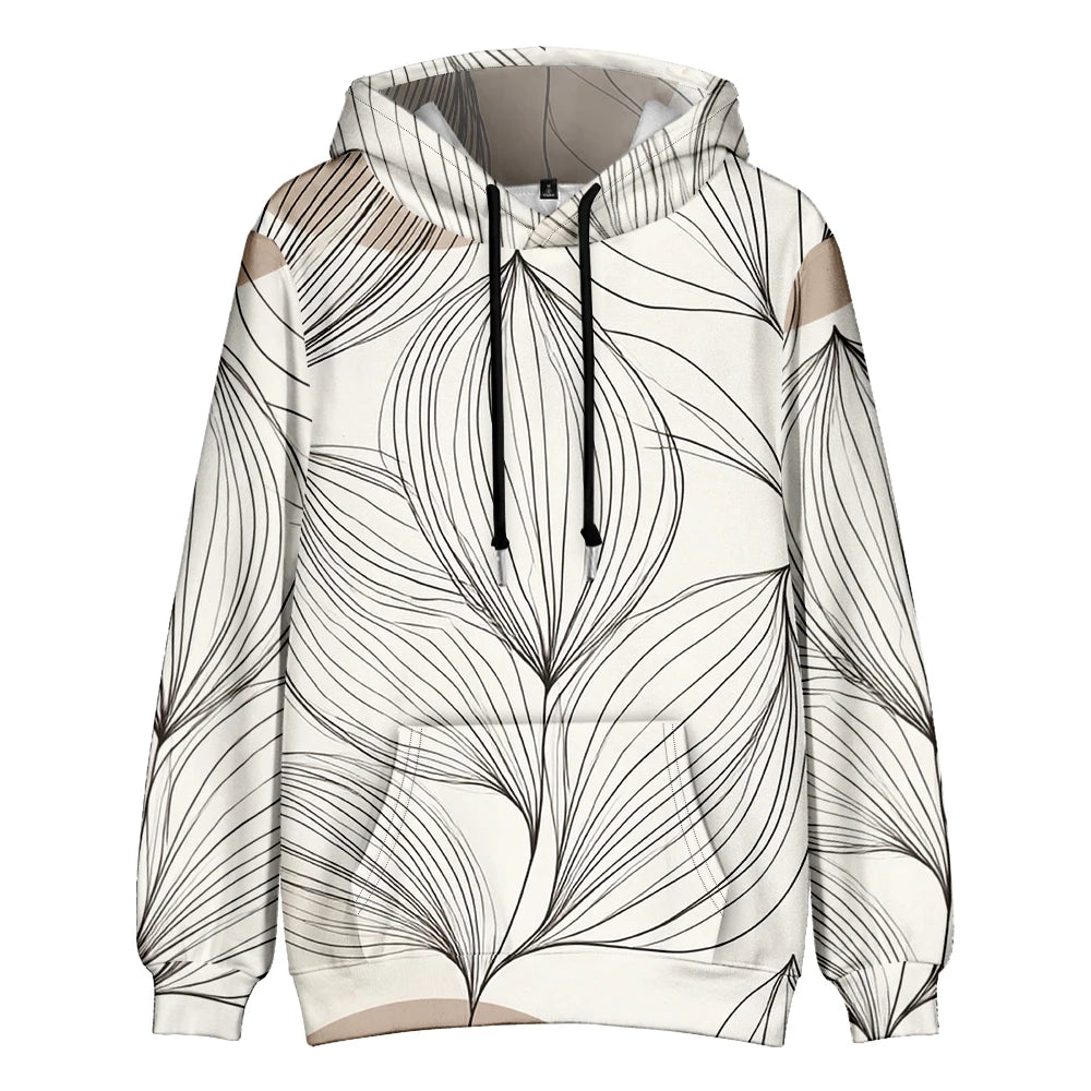 Polerón Capucha Mujer Estampado Sueco Floral Bolsillo Canguro