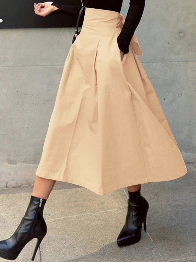 PU Leather Maxi Skirt - High Waist Zipper Style A