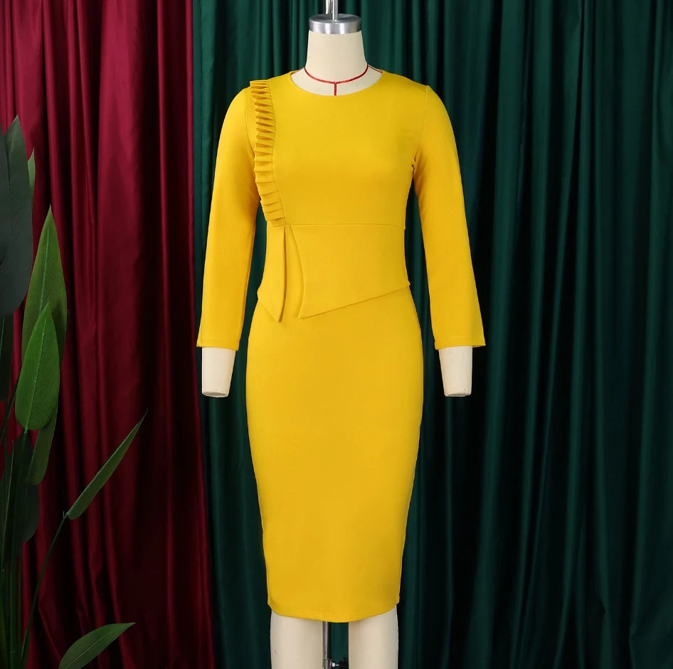 Office Dress - Bodycon Wrap Hip Midi 2024