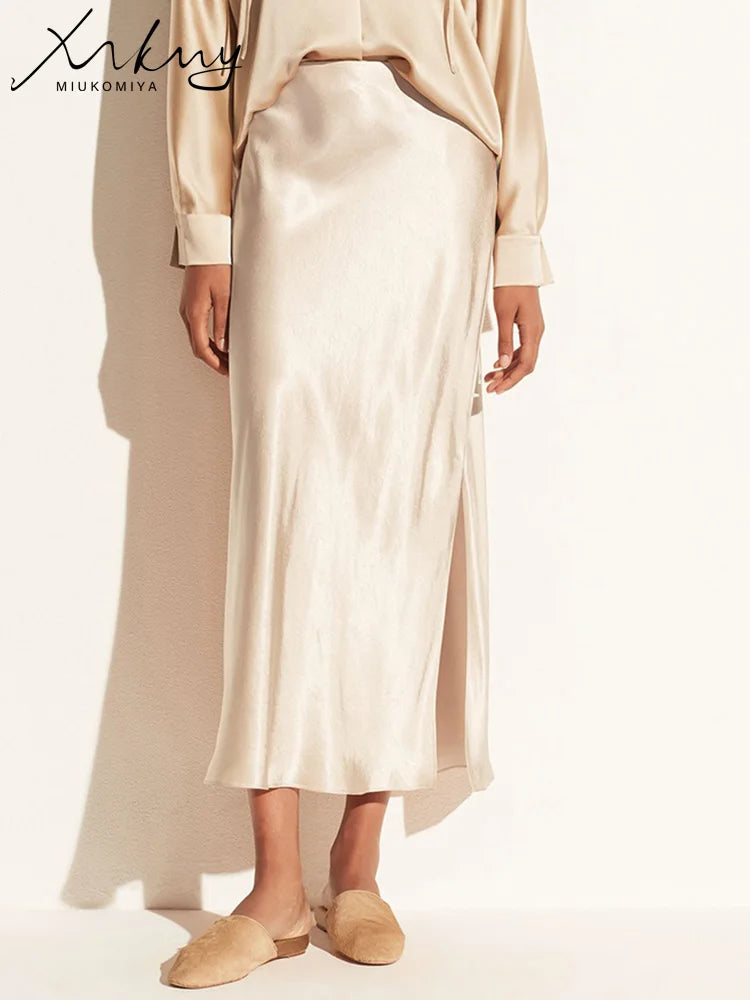 Satin Maxi Skirt - Side Slit
