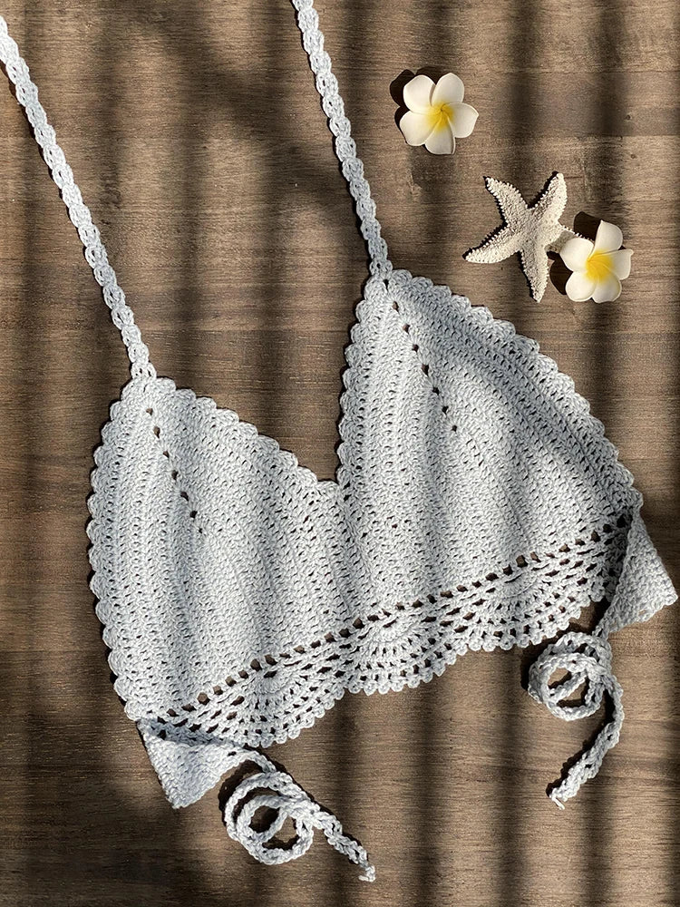 Bikini Crochet Sexy - Conjunto Pareo Falda Playa