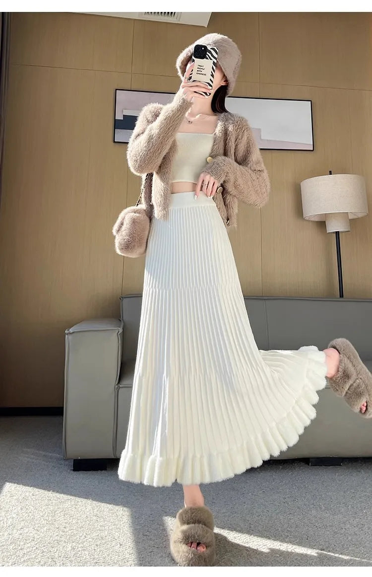 Falda Tejida Línea A Mujer Tiro Alto Swing
