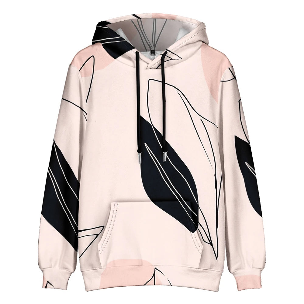 Polerón Capucha Mujer Estampado Sueco Floral Bolsillo Canguro