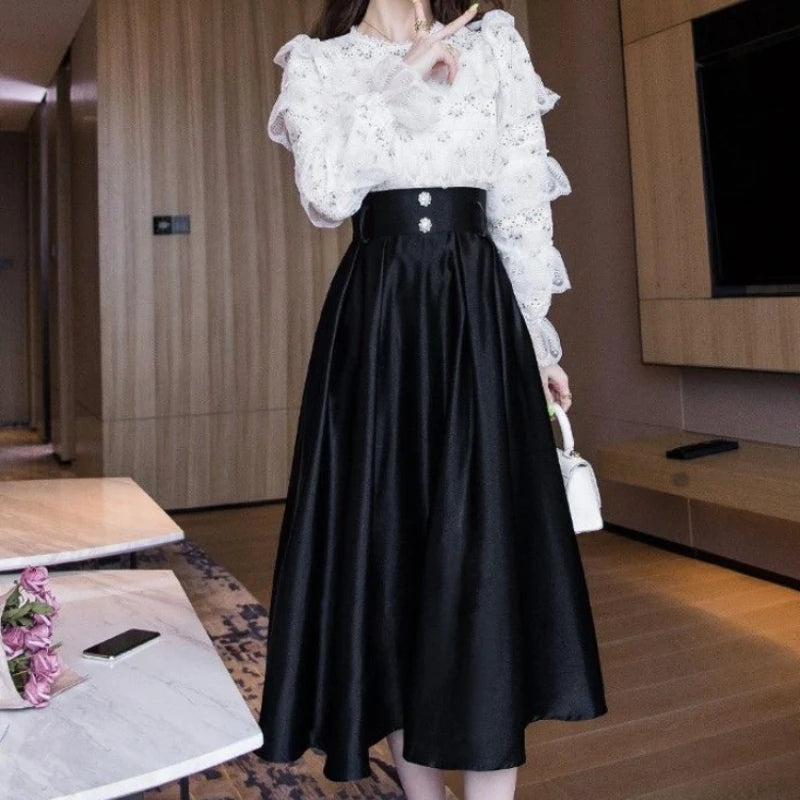 A-Line Maxi Skirt - Long Elegant Korean