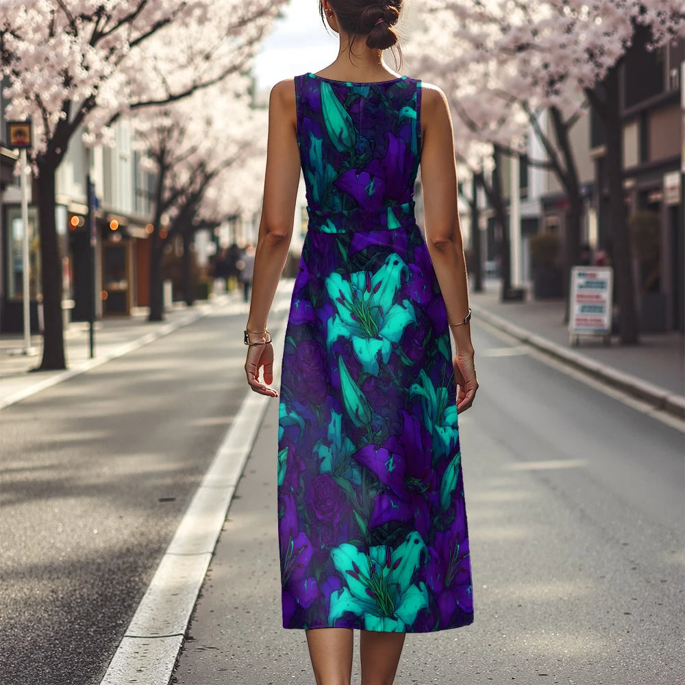 Vestido Floral Línea A Fresco Ceñido Sublime Francés