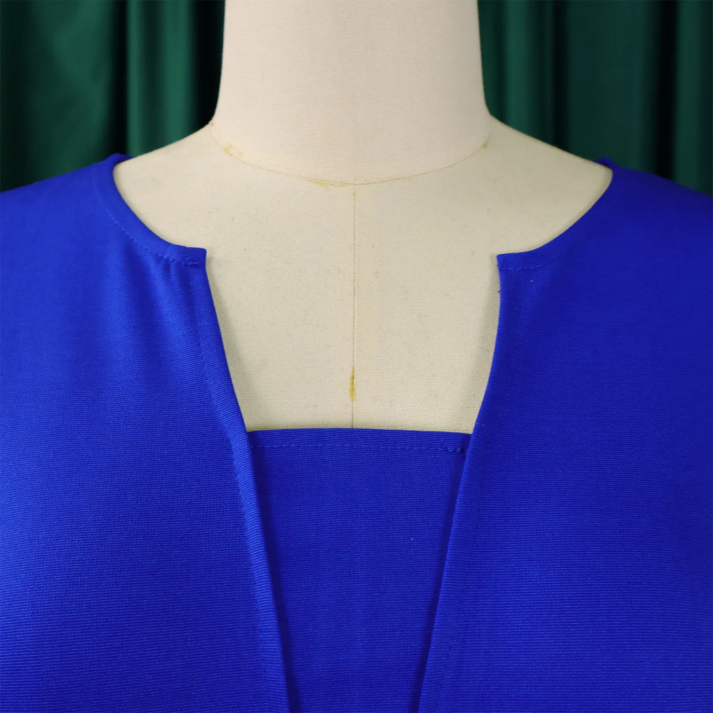 Vestido de Oficina Plisado Escote V Cintura Alta Cinturón Elegante