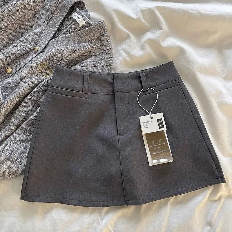 Streetwear Black Mini Skirt Women Fashion Preppy Sexy Gyaru Hip Wrap Skirts Summer Elegant Korean High Waist A Line Faldas New