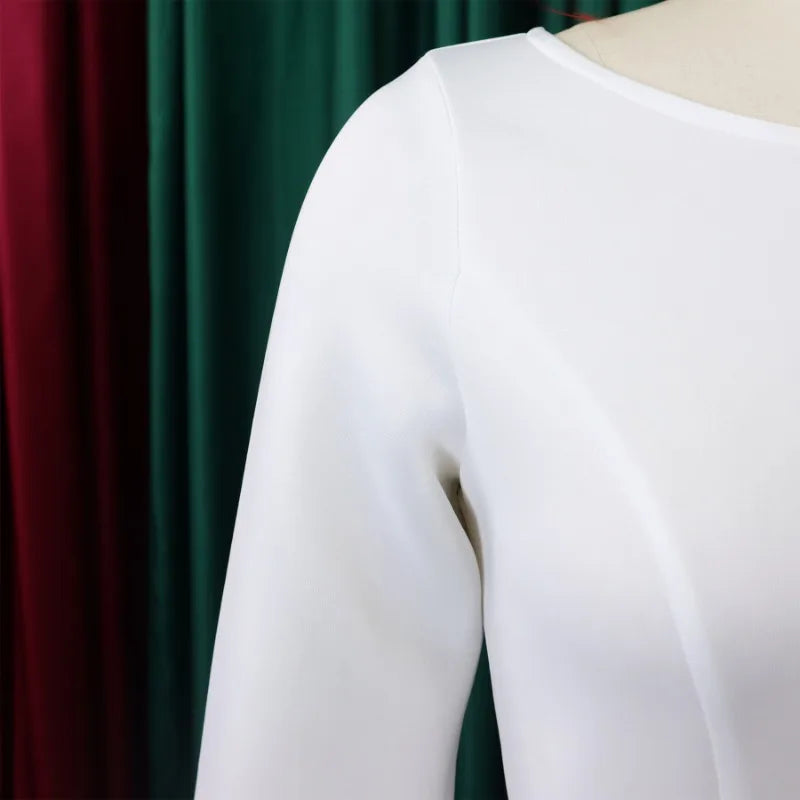 Party Dress - A-Line Belt Three Quarter Sleeve