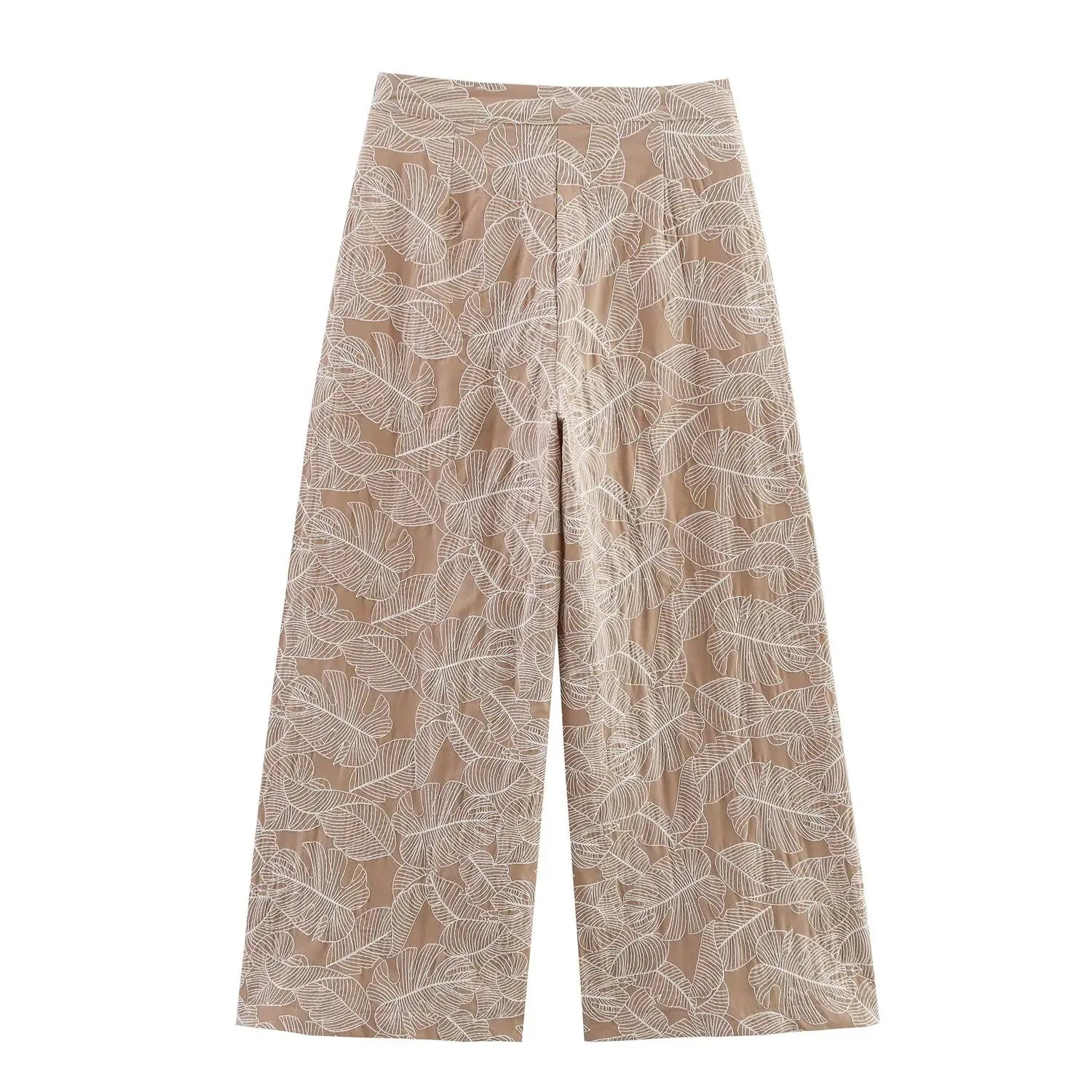 Conjunto Mujer Casual Top Bordado Pierna Ancha Holgado