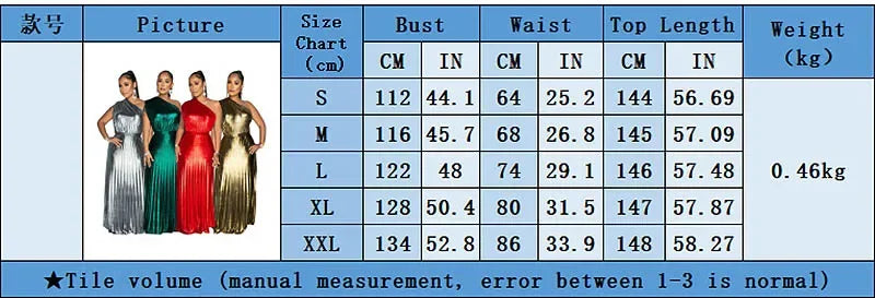 Vestido Largo Plisado Metálico Un Hombro Sin Mangas Brillante