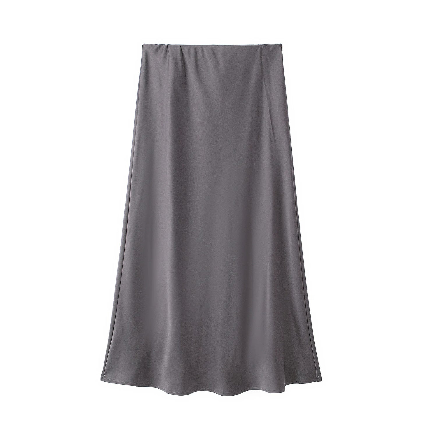 Satin Midi Skirt - High Waist