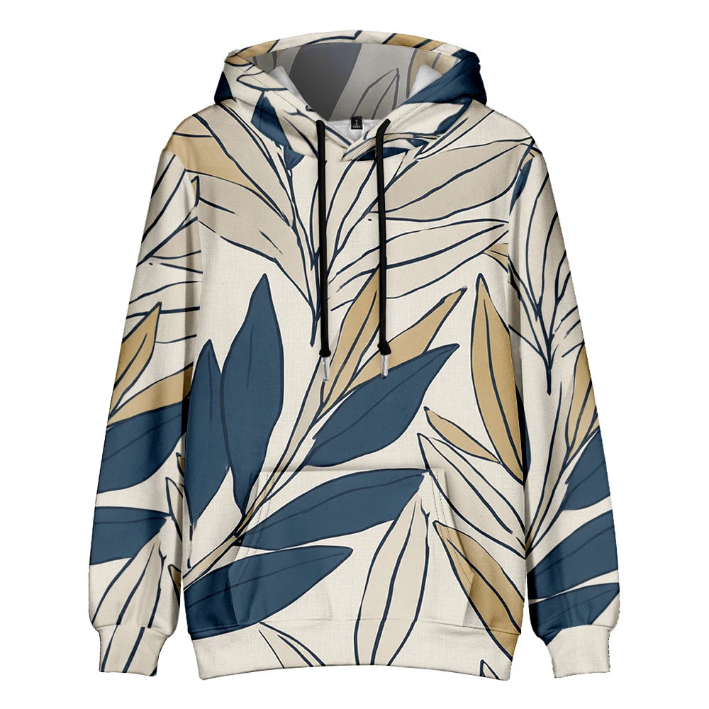 Polerón Capucha Mujer Estampado Sueco Floral Bolsillo Canguro