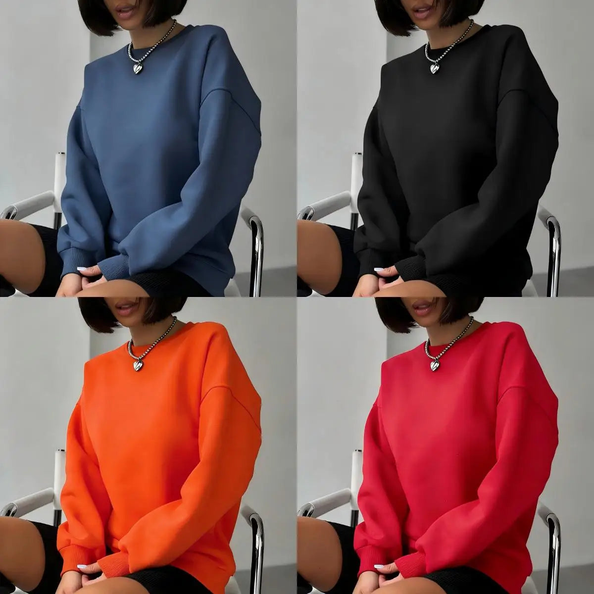 Polerón Cuello Redondo Mujer Felpa Estilo Europeo Americano