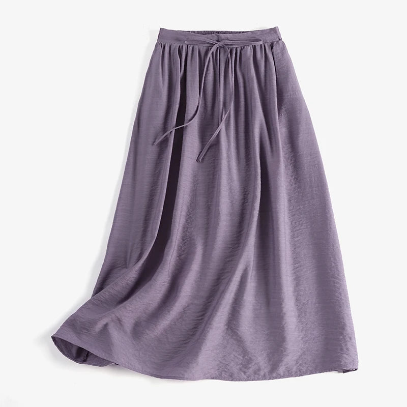 ZANZEA Elegant Faldas Flowy A-line Pleated Skirt 2024 Casual Women Elastic Waist Skirts Party Loose High Waist Solid Maxi Skirt