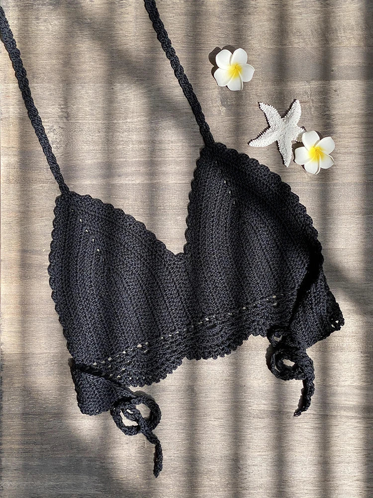 Bikini Crochet Sexy - Conjunto Pareo Falda Playa