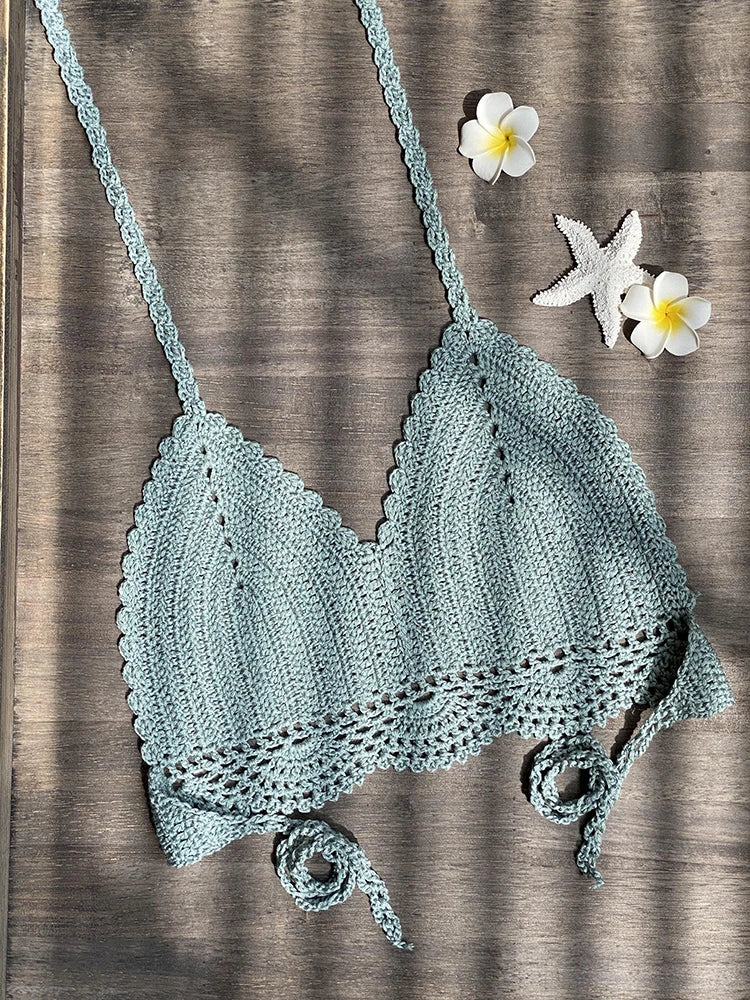 Bikini Crochet Sexy - Conjunto Pareo Falda Playa